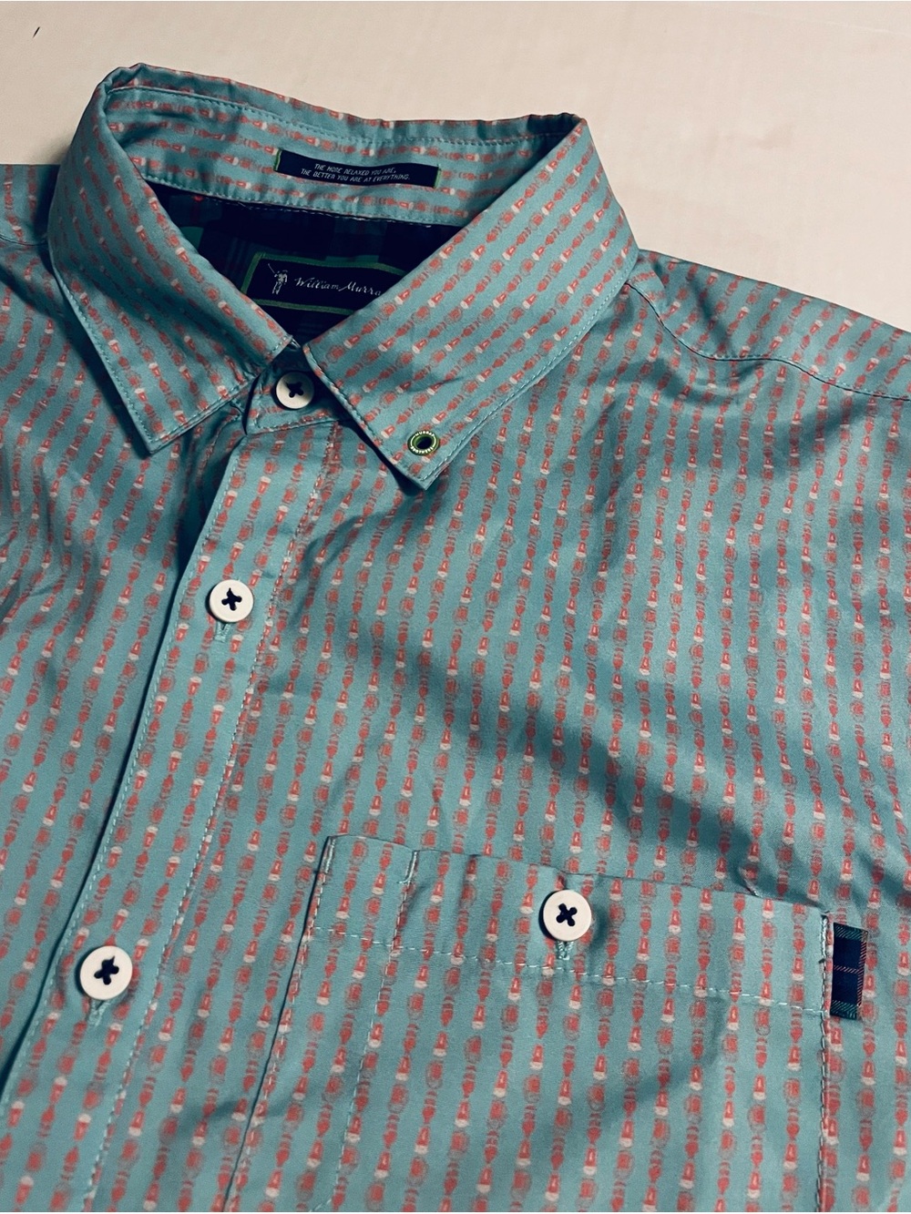 NEW William Murray Golf All Over Drink Cocktail Button Down Shirt MEDIUM Stretch